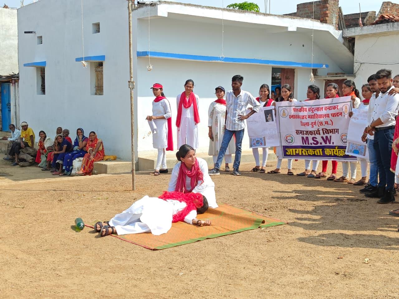 a “Nasha Mukti Awareness Program” in village chicha by MSW student